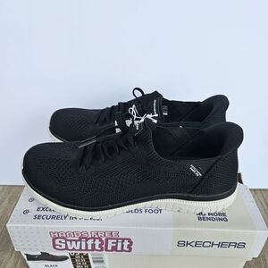 Skechers Women’s Stretch Knit Hands Free Swift Fit Black Walking Shoea
